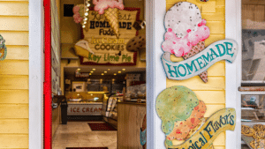 Picture of Ice cream store with the door open 